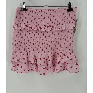 NWT Cabana Skirt Womens XL Pink Ruched Ruffles Watermelon Print Stretchy Tiered